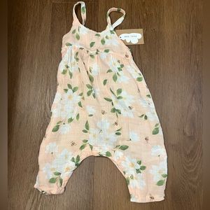 NWT Angel Dear Pink Magnolias Tie Back Romper 6-12 month